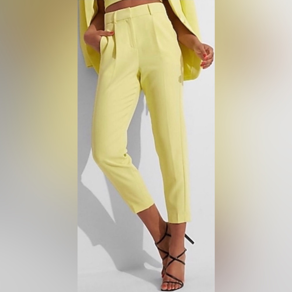 Express Pants Super High Rise Yellow Large Stretch NEW Statement